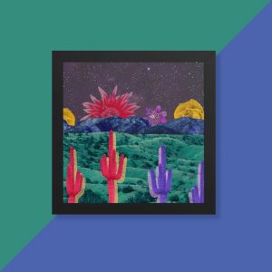 arizona landscape saguaro mountain and flower photo collage art print