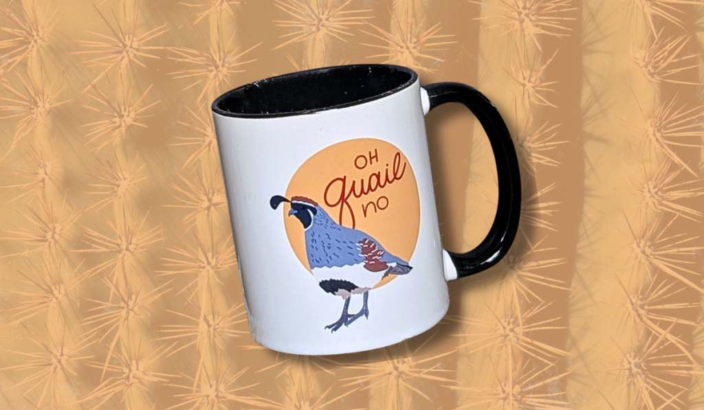 Women of Illustration Artist Reset review, coffee mug with Peery Creative hand-drawn Sonoran Desert art