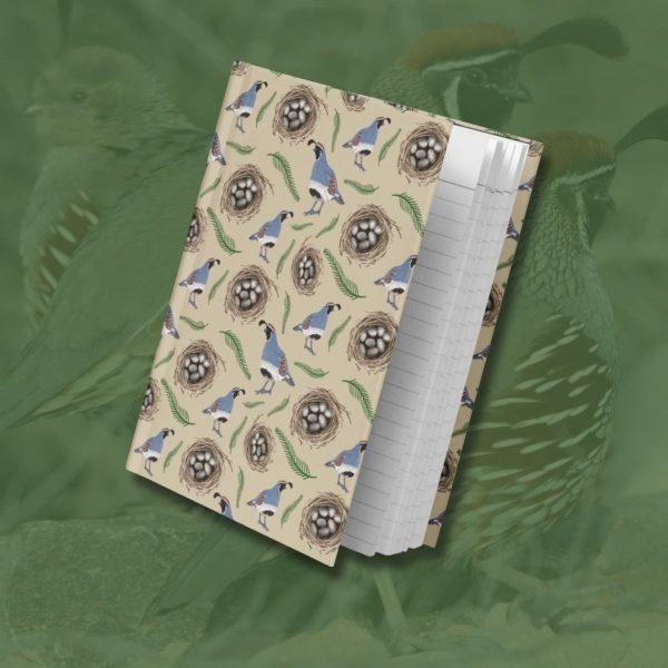 cute arizona gambels quail and nest pattern hardcover journal