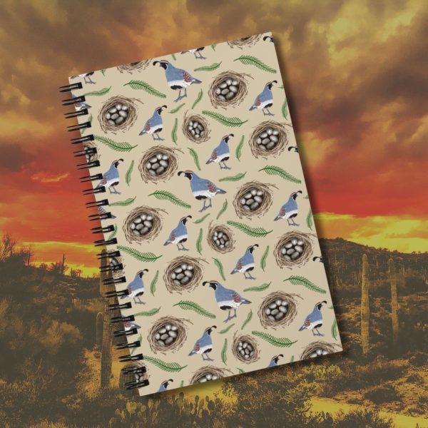 gambels quail nest and eggs pattern notebook