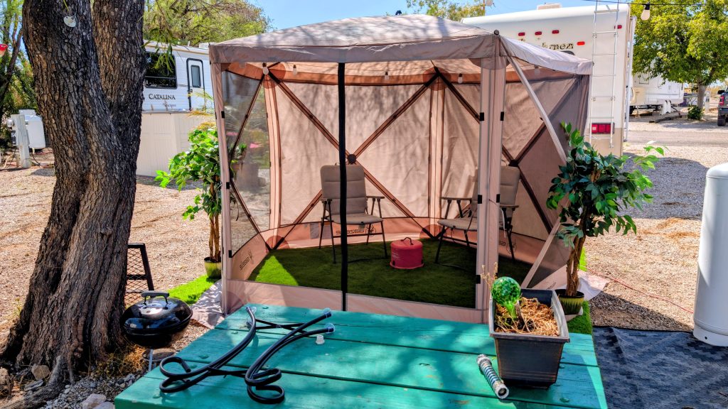 Portable gazebo with seating area