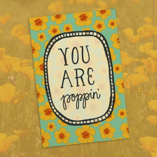 hand drawn arizona poppy you are poppin' postcard hand drawn arizona poppy you are poppin' postcard