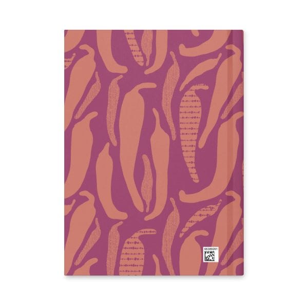 hardcover-journal-matte-white-8x5.75-back-6941cb42639d0.jpg Vibrant purple and peach abstract patterned notebook or journal cover with artistic design.