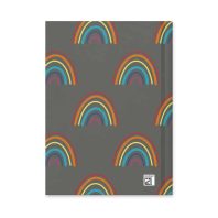 Vibrant rainbow pattern on a gray background, contemporary design by Nicole Peery.