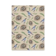 Bluebird and nest pattern on notebook cover, nature-inspired stationery design, perfect for bird lovers and outdoor enthusiasts.