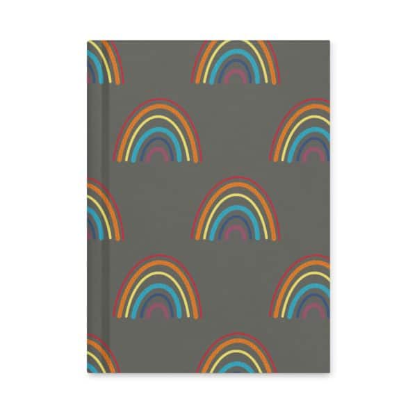 hardcover-journal-matte-white-8x5.75-front-694856d24102d.jpg Colorful rainbow pattern on dark gray background journal for note-taking or creativity.