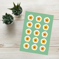 Glossy poppy sticker sheet with simple repeating blooms for organized planners, illustrated by Tucson-based artist Nicole Peery